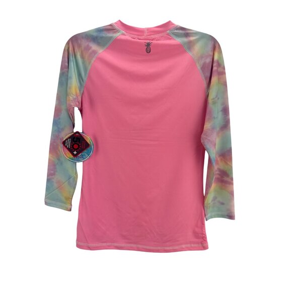 Suzzi UPF 50+ Pink Rash Guard Shirt Long Sleeve Swim Top L 10-12 Activewear - Picture 3 of 8
